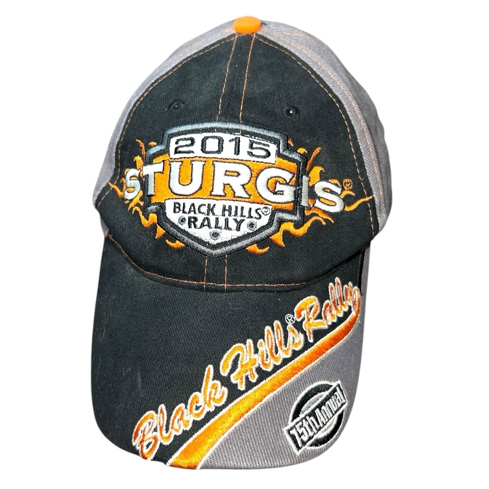Sturgis Hat Cap Strap Back Black Hills Rally 2015 75th Annual Motorcycle